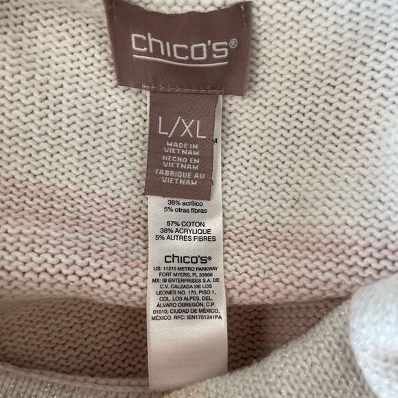 Chico’s Ombré Cowl-Neck Poncho, pink/white, size L/XL. - Picture 6 of 6